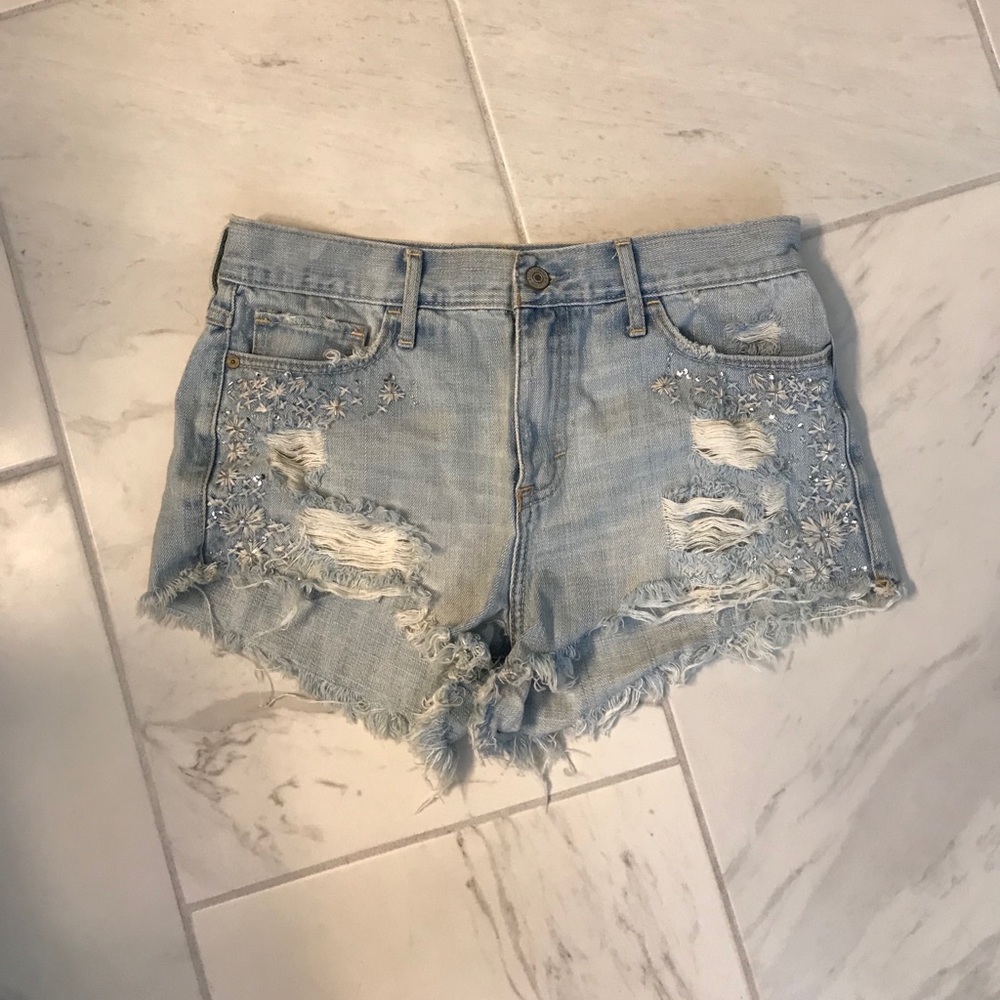 Abercrombie & Fitch embellished denim shorts